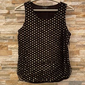 Women’s black and gold sparkly tank top by Halogen
